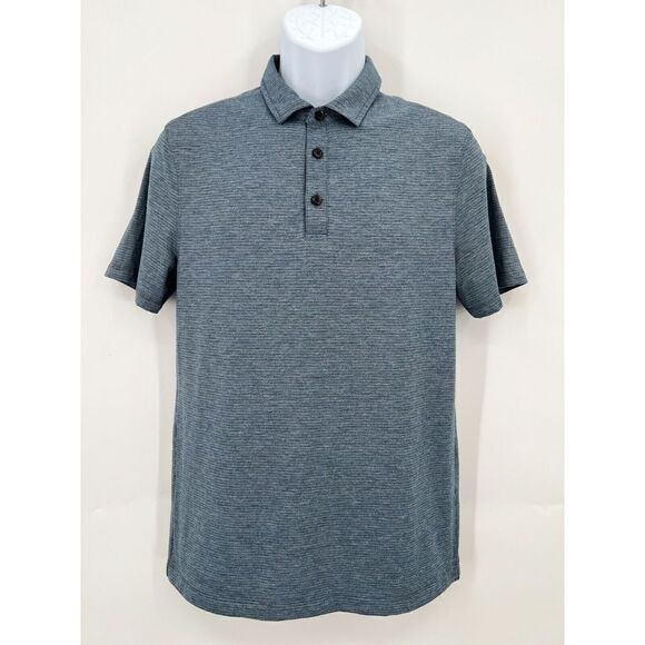 Lululemon Evolution Polo Men's Small Shade Stripe Indochine Blue Heathered Black - Picture 4 of 12
